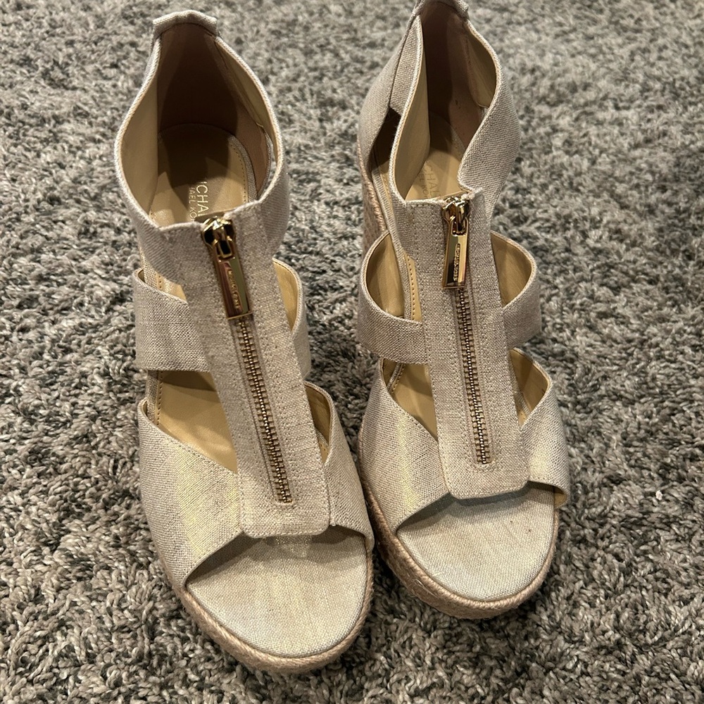 MICHAEL Michael Kors Cream/Gold shimmer Wedge Sandals